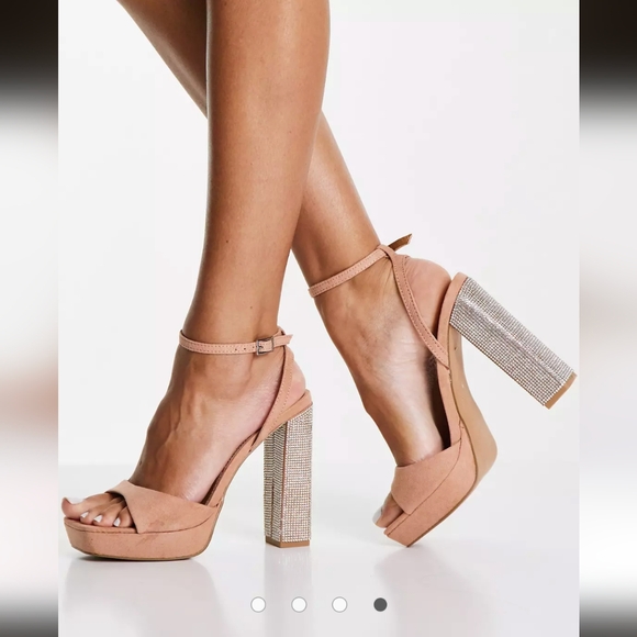 ASOS DESIGN Noun platform barely there embellished heeled sandals- 7 - Picture 6 of 11
